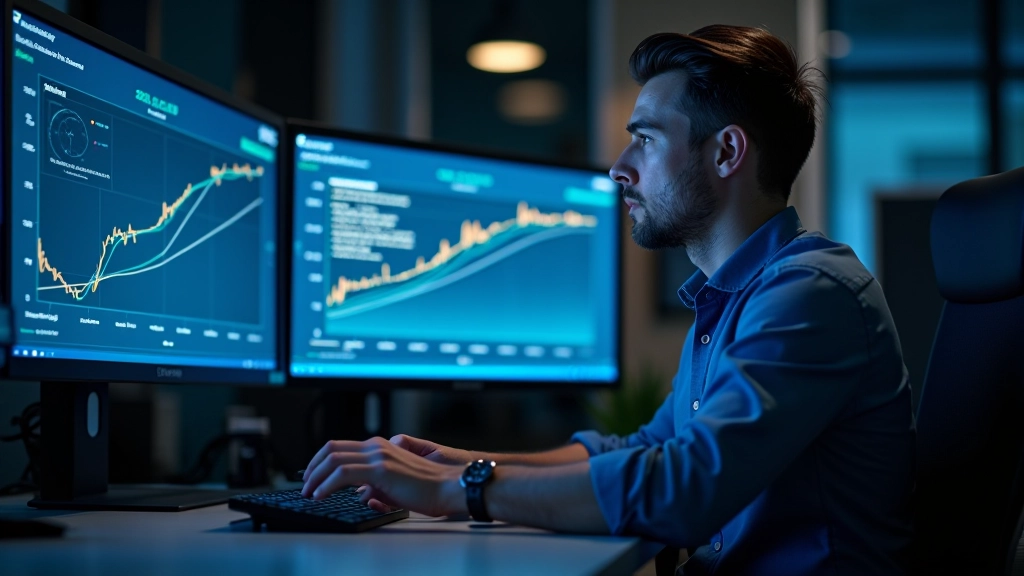 Data analyst reviewing player behavior analytics with heat maps, retention graphs, and spending patterns on multiple monitors
